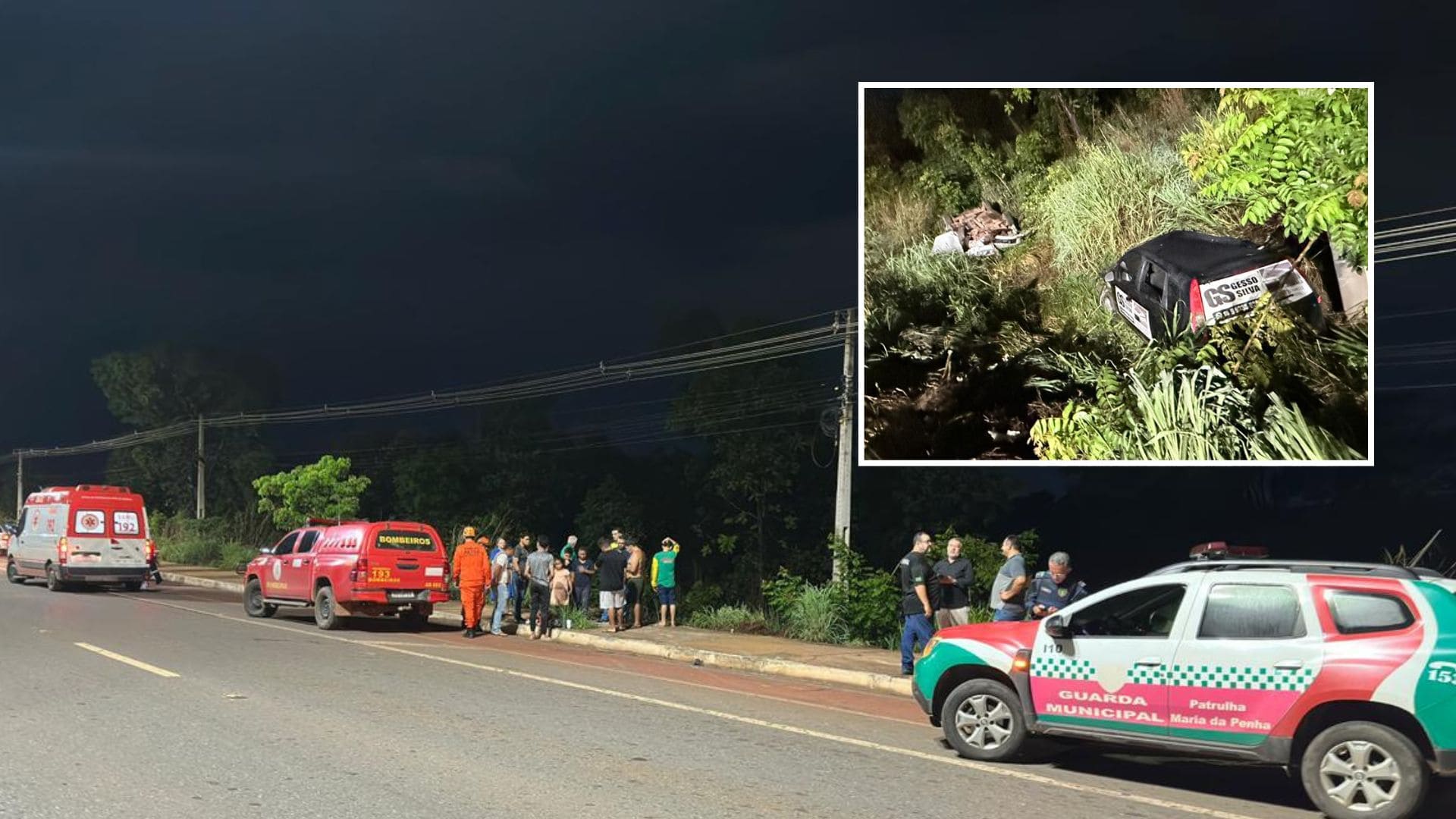 Nove pessoas ficam feridas após carros caírem em ribanceira em Várzea Grande; veja vídeo