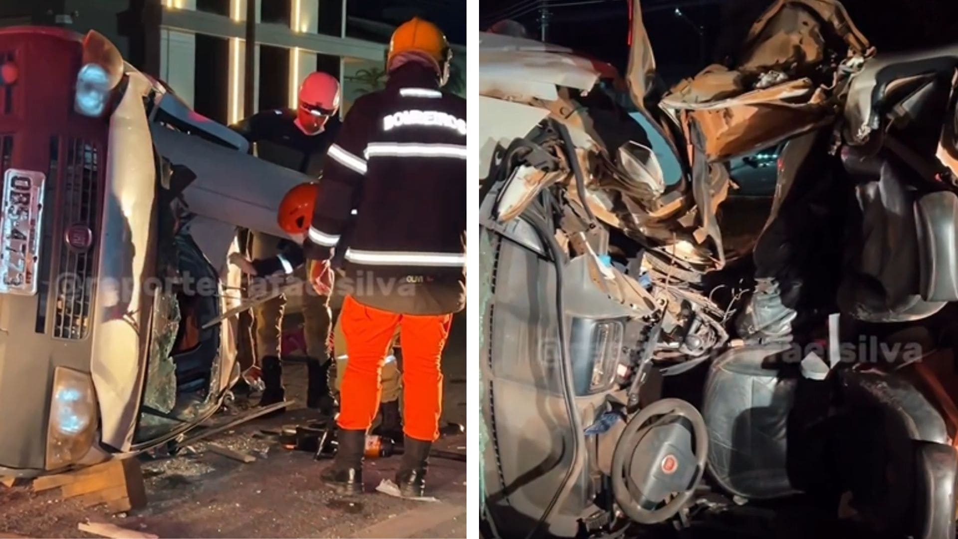 Fiat Strada perde controle e atinge poste na Avenida Imigrantes em Sorriso; veja vídeo