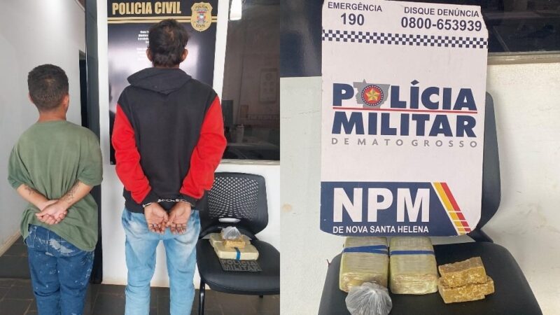 PM intercepta ônibus e prende dupla com grande quantidade de drogas no interior de MT; veja vídeo