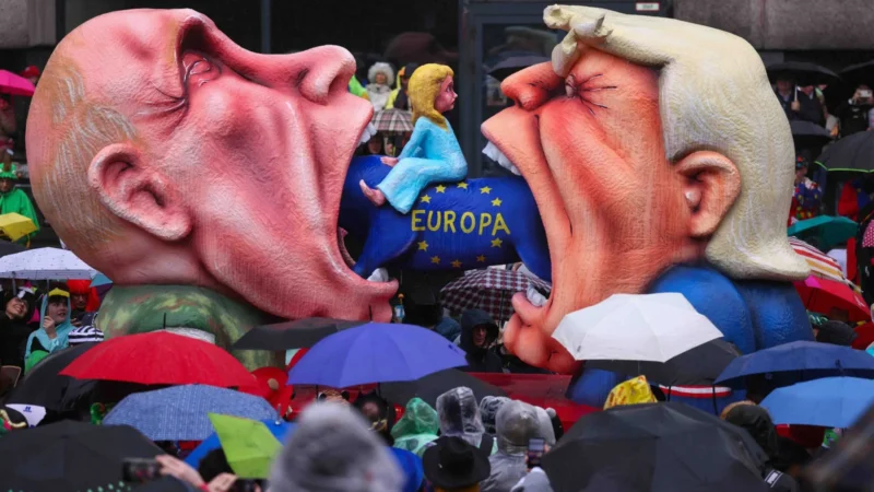 Com sátiras a Putin e Trump, Rosenmontag leva crítica política às ruas da Alemanha; veja vídeo