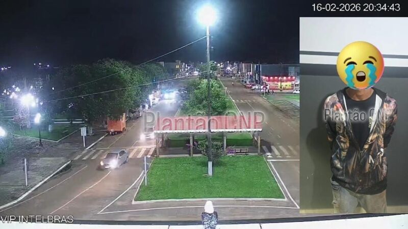 Perseguição policial em Brasnorte termina com motocicleta no chão e viatura atingindo canteiro; veja vídeo