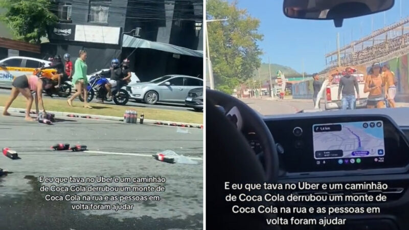 Caminhonete tomba, carga se espalha na avenida e atitude inesperada de moradores viraliza; veja vídeo