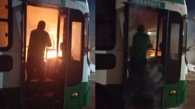 Incêndio em ônibus obriga passageiros a desembarcarem rapidamente, em Cuiabá; veja vídeo