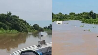 Morador filma lixo boiando e denuncia poluição durante passeio de barco em Rio de Barão de Melgaço; veja vídeo