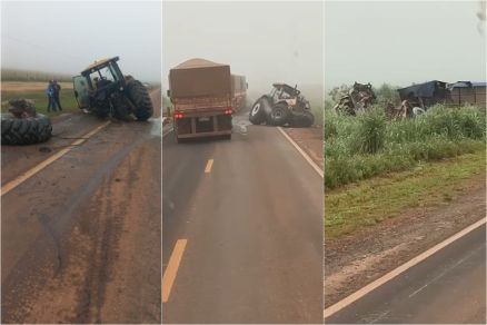Motorista de carreta morre após batida com trator no interior de MT; veja vídeo