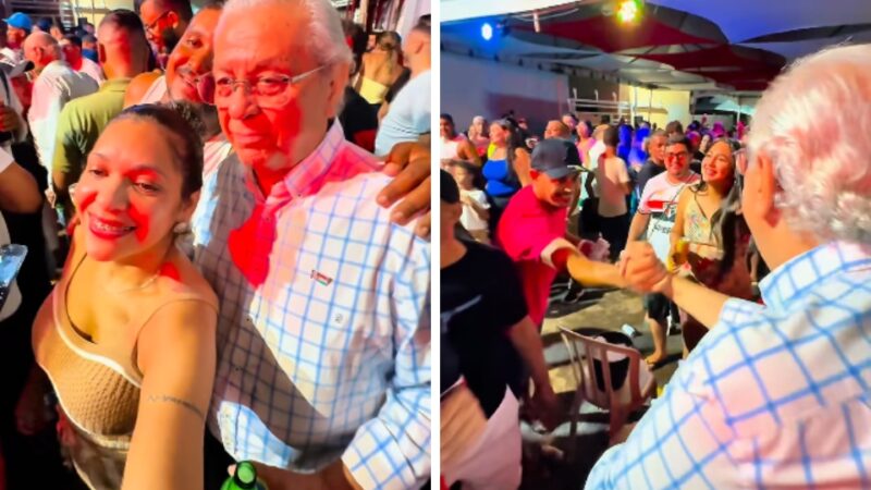 Jayme Campos celebra com moradores de Várzea Grande e entra no ritmo do lambadão em momento de proximidade com a população; veja vídeo