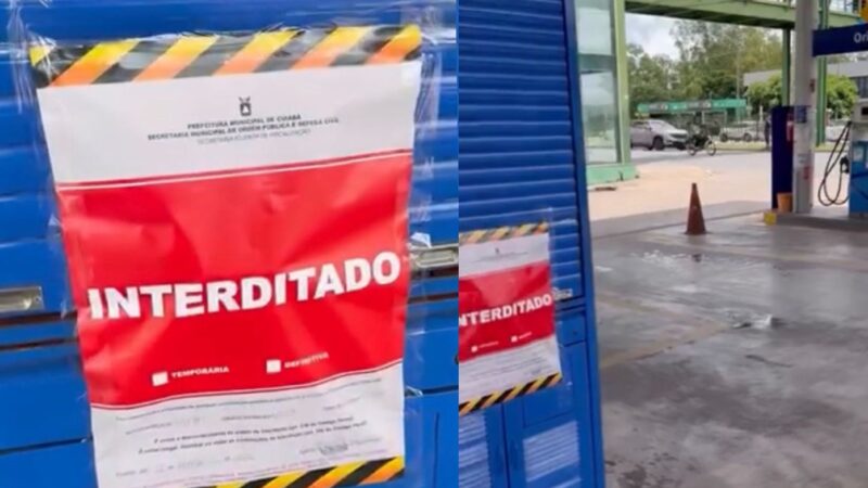 Fiscalização interdita posto de combustível em frente à Rodoviária de Cuiabá; veja vídeo