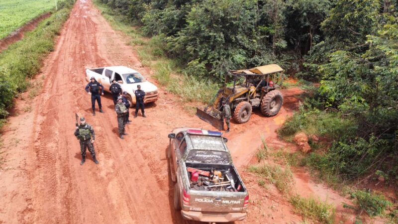 Fiscalização ambiental apreende madeira e trator após desmatamento irregular no interior de MT; veja vídeo