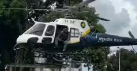 Trabalhadores são resgatados de helicóptero após sofrer choque elétrico em Sorriso; veja vídeo