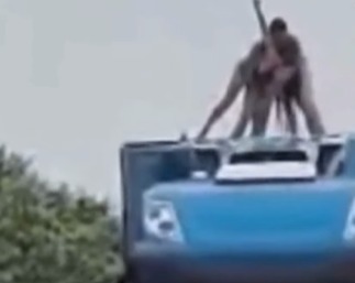 Mulher em surto sobe em caminhão em Campo Novo do Parecis; veja vídeo