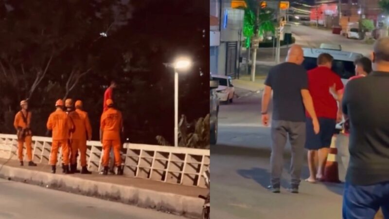 Homem ameaça pular de viaduto, mobiliza equipes de resgate e prefeito em Cuiabá; veja vídeo