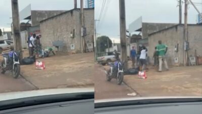 Homens são flagrados trocando socos em calçada de Sinop; veja vídeo