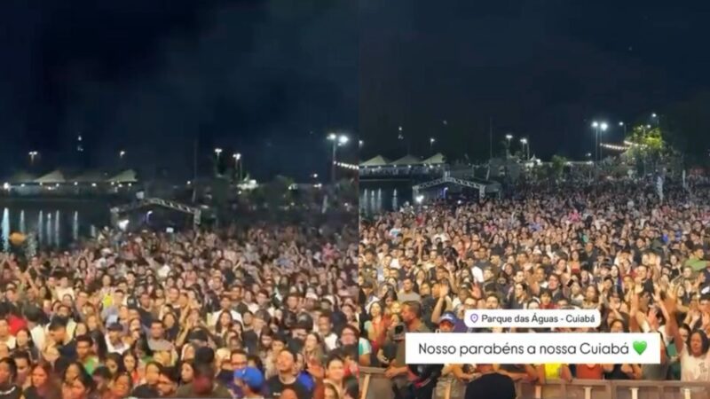 Cuiabanos cantam “parabéns” para Cuiabá durante celebração com shows no Parque das Águas; veja vídeo