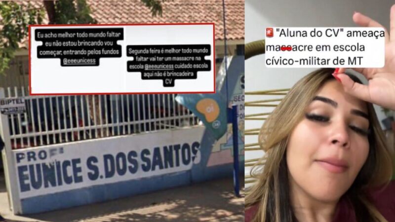 Influenciadora se revolta após adolescente ameaçar massacre em escola cívico-militar em MT; veja vídeo