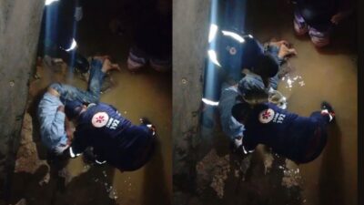 Idoso com sinais de embriaguez fica ferido após cair de ponte em Cuiabá; veja vídeo