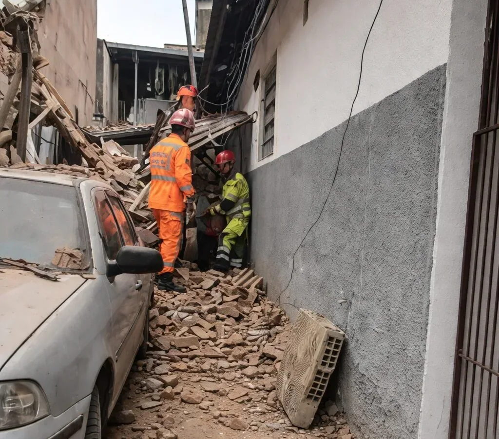 Casa desaba com 15 pessoas em imóvel e mobiliza resgate; veja vídeo