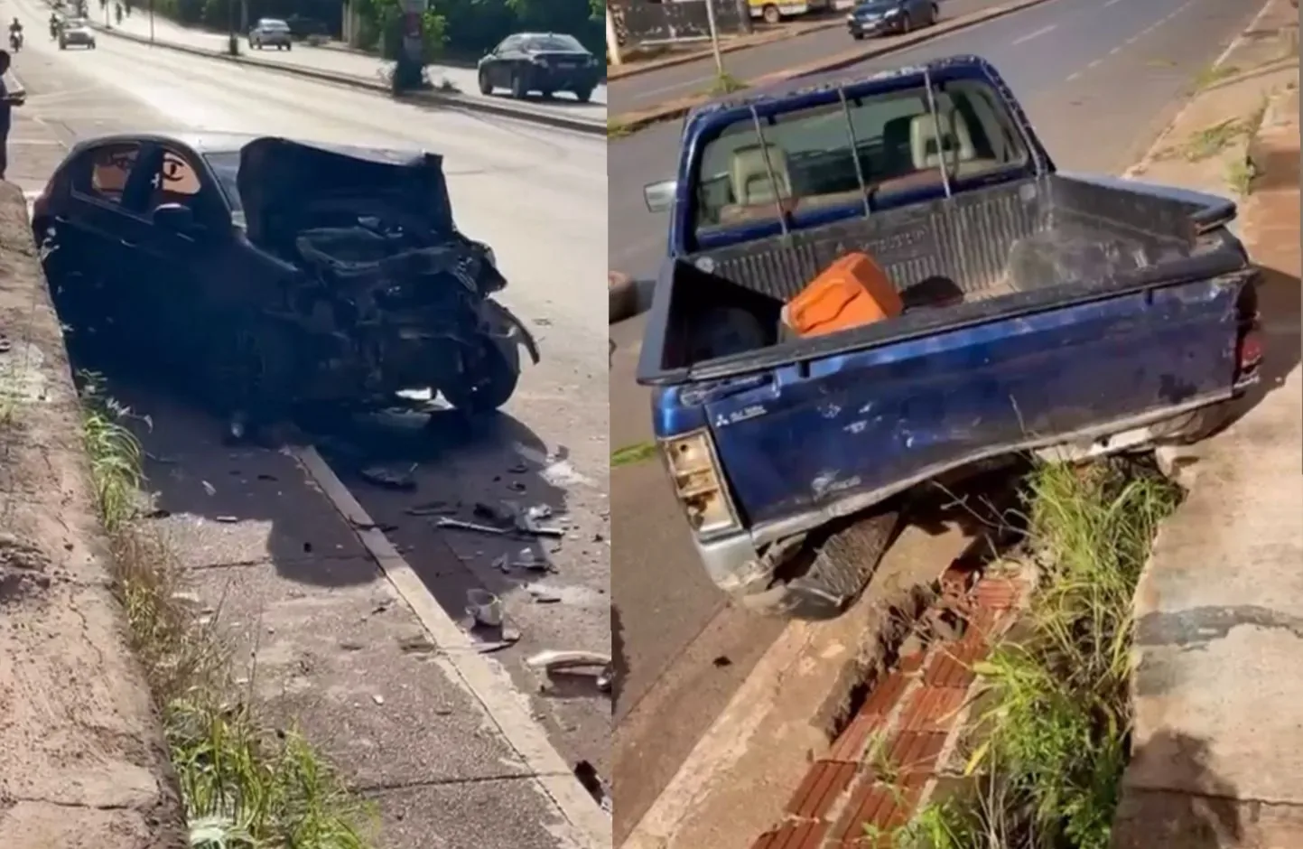 Motoristas se envolvem em acidente e veículos ficam danificados em VG; veja vídeo