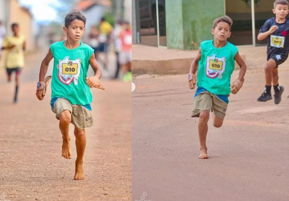 Menino de oito anos corre descalço e fica em 2º lugar e mobiliza doações no Maranhão; veja vídeo