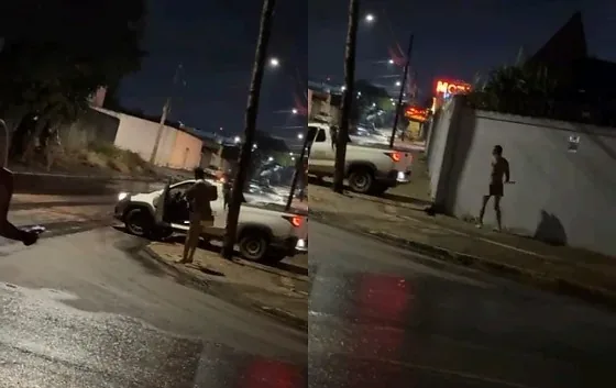 Motorista completamente nú colide com motel e poste em Várzea Grande; veja vídeo