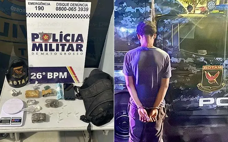 PM prende suspeito e encontra mochila recheada de drogas em Nova Mutum