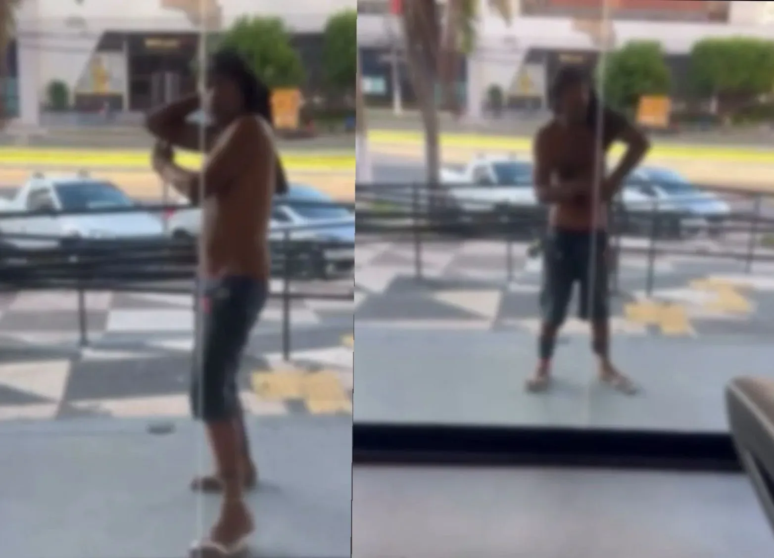 Homem protagoniza cena inusitada ao brigar com o próprio reflexo em Cuiabá; veja vídeo