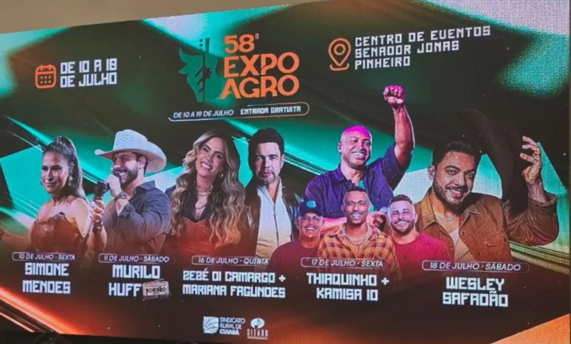 SHOWS GRATUITOS: Expoagro 2026 confirma grandes atrações e promete lotar Cuiabá; veja vídeo