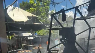 Incêndio danifica tenda durante evento agropecuário; Veja vídeo