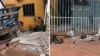 Caminhão bate em carro, invade residência e derruba cobertura de garagem em Rosário Oeste; veja vídeo