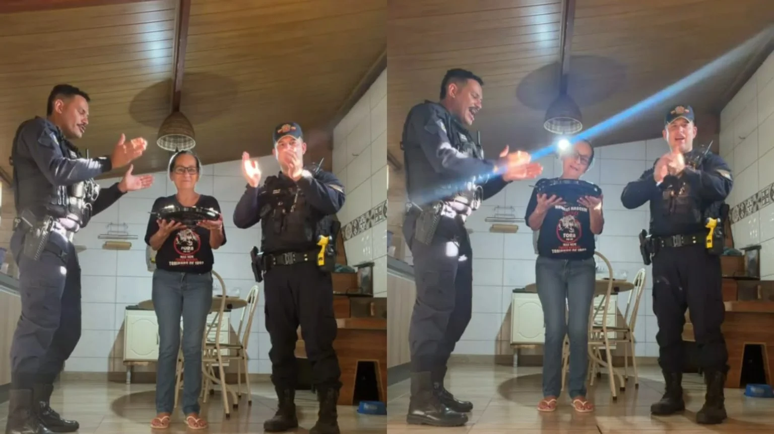 Idosa comemora 65 anos com policiais militares em Primavera do Leste
